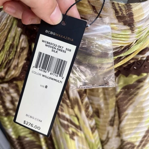 BCBG Maxazria NWT Metallic Silk Mini Dress Size 8 - Picture 8 of 14